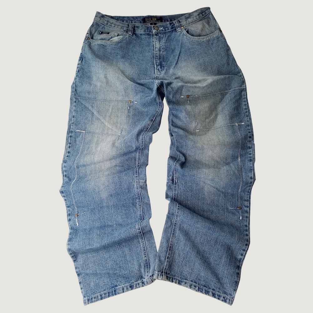 Enyce Wide Leg Jeans Mens 36x33 Blue Light Wash Y2K Streetwear Hip Hop Skater